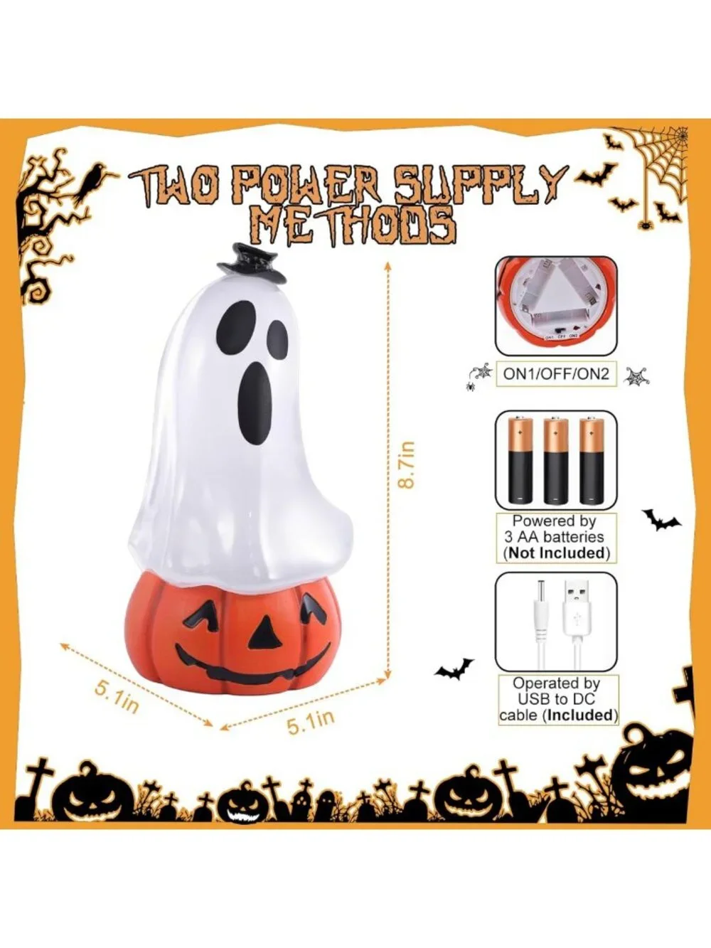 Spooky Halloween Snow Globe Lantern with Ghost & Pumpkin | Musical Glitter Decor